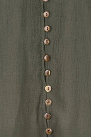 Product shot of the Cute As A Button Blouse – Forrest in colour Forrest, showing detail