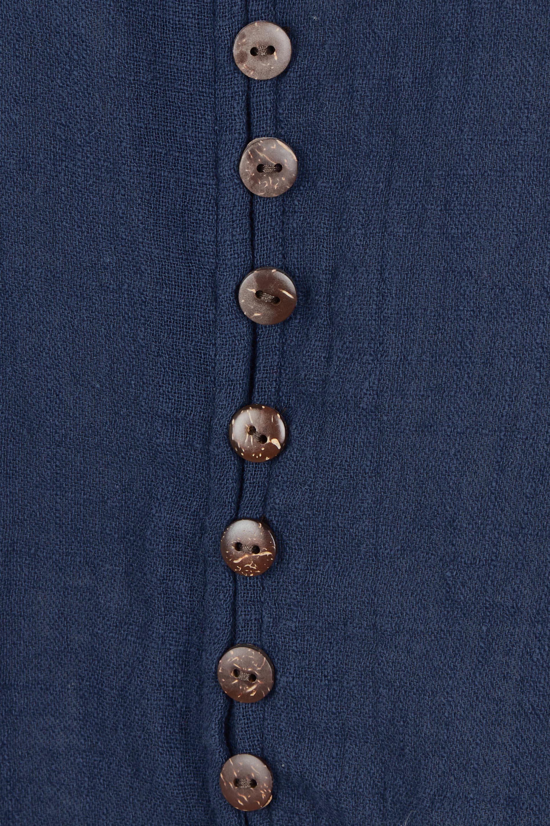Product shot of the Cute As A Button Cotton Blouse - Frenchblue in colour Frenchblue, showing detail