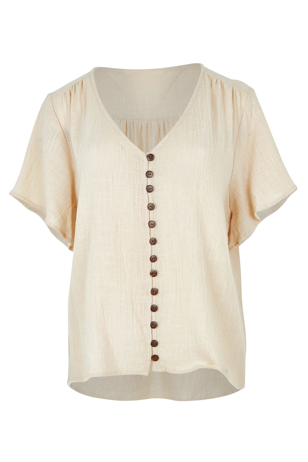 Product shot of the Cute As A Button Blouse in colour Natural, from the front
