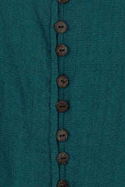 Product shot of the Cute As A Button Blouse in colour Teal (Green), detail