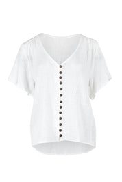 Product shot of the Cute As A Button Blouse in colour White (White), from the front