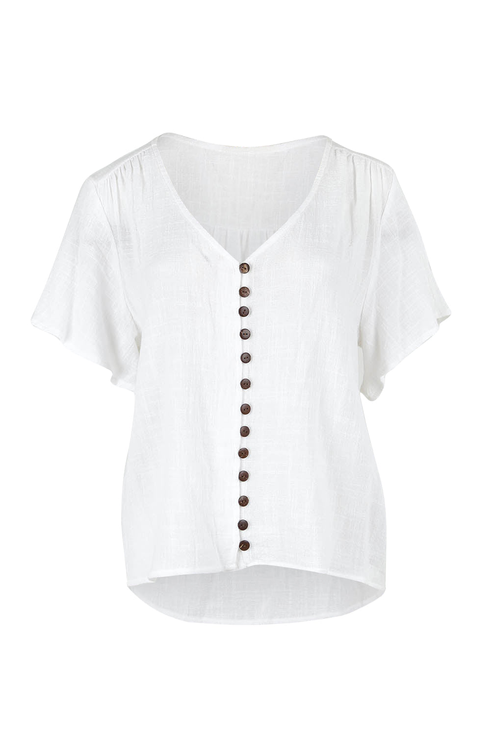 Product shot of the Cute As A Button Blouse in colour White (White), from the front
