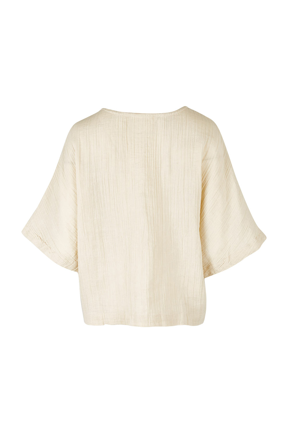 Product shot of the Beach Breeze Cotton Top in colour Wheat, from the back