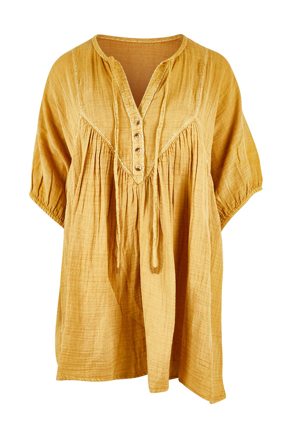 Product shot of the Daydreaming In Sunshine Blouse in colour Sunflower, from the front