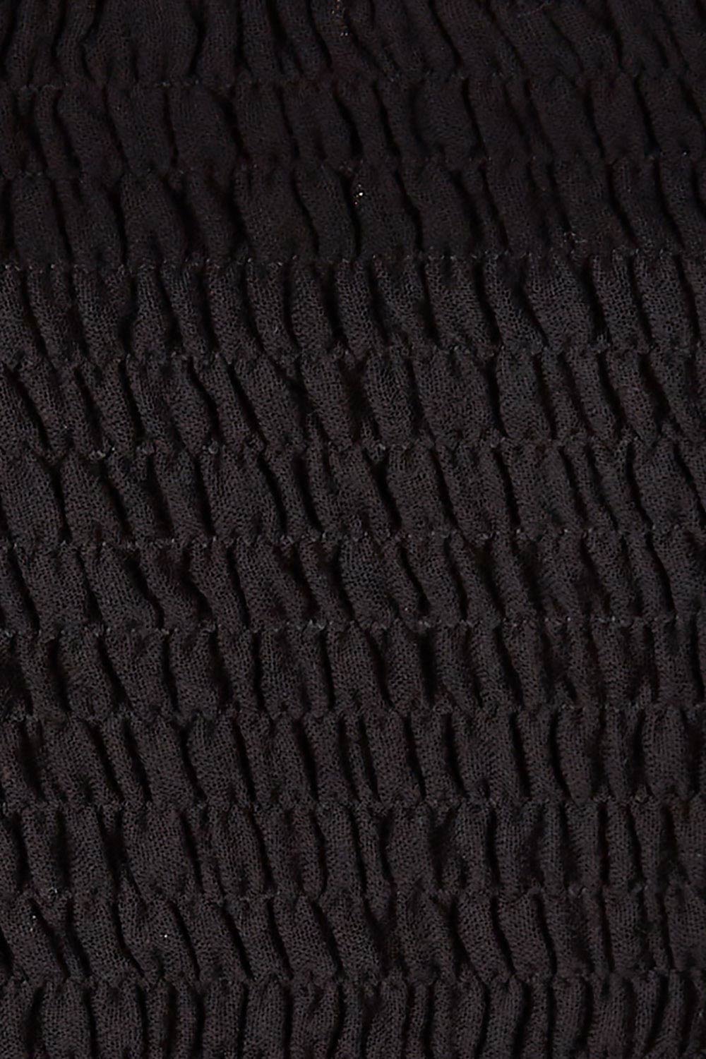 Product shot of the Wandering In Fields Organic Cotton Dress in colour Black (Black), detail