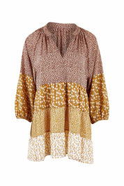 Product shot of the Cruising On By Tiered Blouse in colour Fleur, from the front