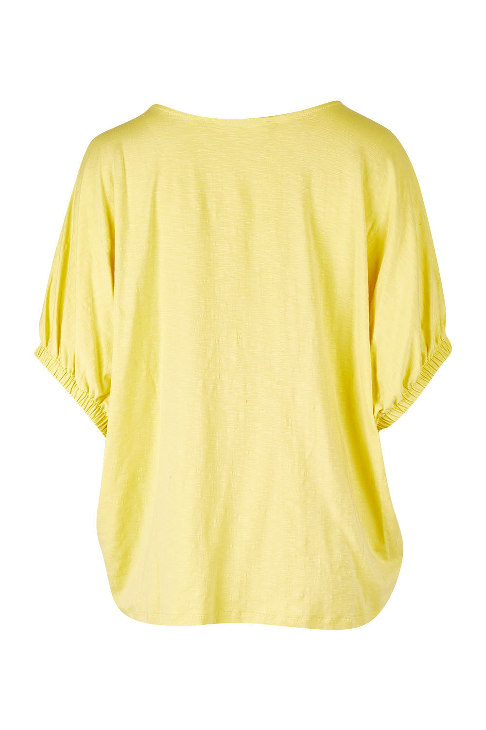 Product shot of the In My Arms Tee in colour Sunshine, from the back