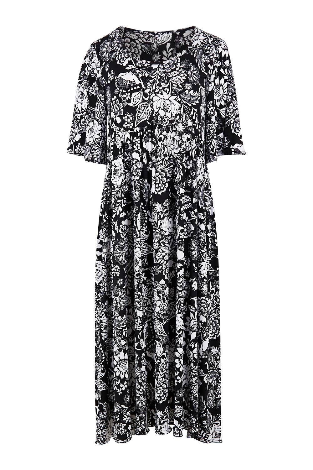 Product shot of the Swinging Hands With You Dress in colour Blackfleur (Black), from the front