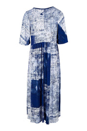 Product shot of the Swinging Hands With You Dress in colour Ocean (Blue), from the back