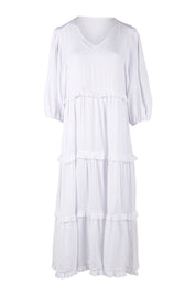 Product shot of the Tiers Of Laughter Maxi Dress in colour White (White), from the front