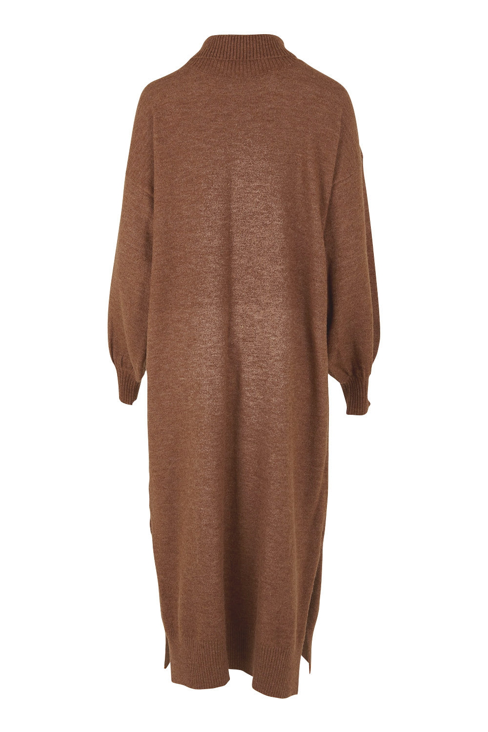 Product shot of the Cool Order Balloon Sleeve Dress in colour Rust, from the back