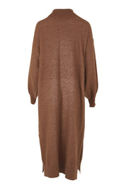 Product shot of the Cool Order Balloon Sleeve Dress in colour Rust, from the back