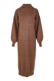 Product shot of the Cool Order Balloon Sleeve Dress in colour Rust, from the front