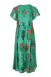 Product shot of the Love Shack Midi Dress in colour Emerald (Green), from the back