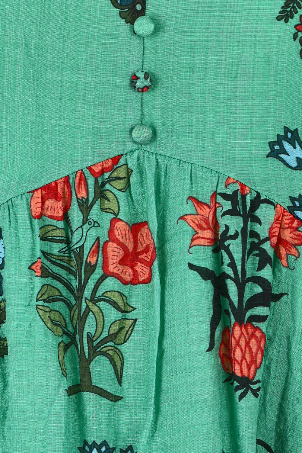 Product shot of the Love Shack Midi Dress in colour Emerald (Green), detail