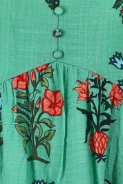 Product shot of the Love Shack Midi Dress in colour Emerald (Green), detail