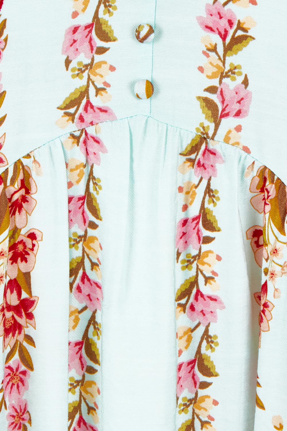 Product shot of the Love Shack Midi Dress in colour Skyfleur (Blue), detail