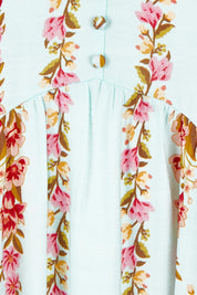 Product shot of the Love Shack Midi Dress in colour Skyfleur (Blue), detail