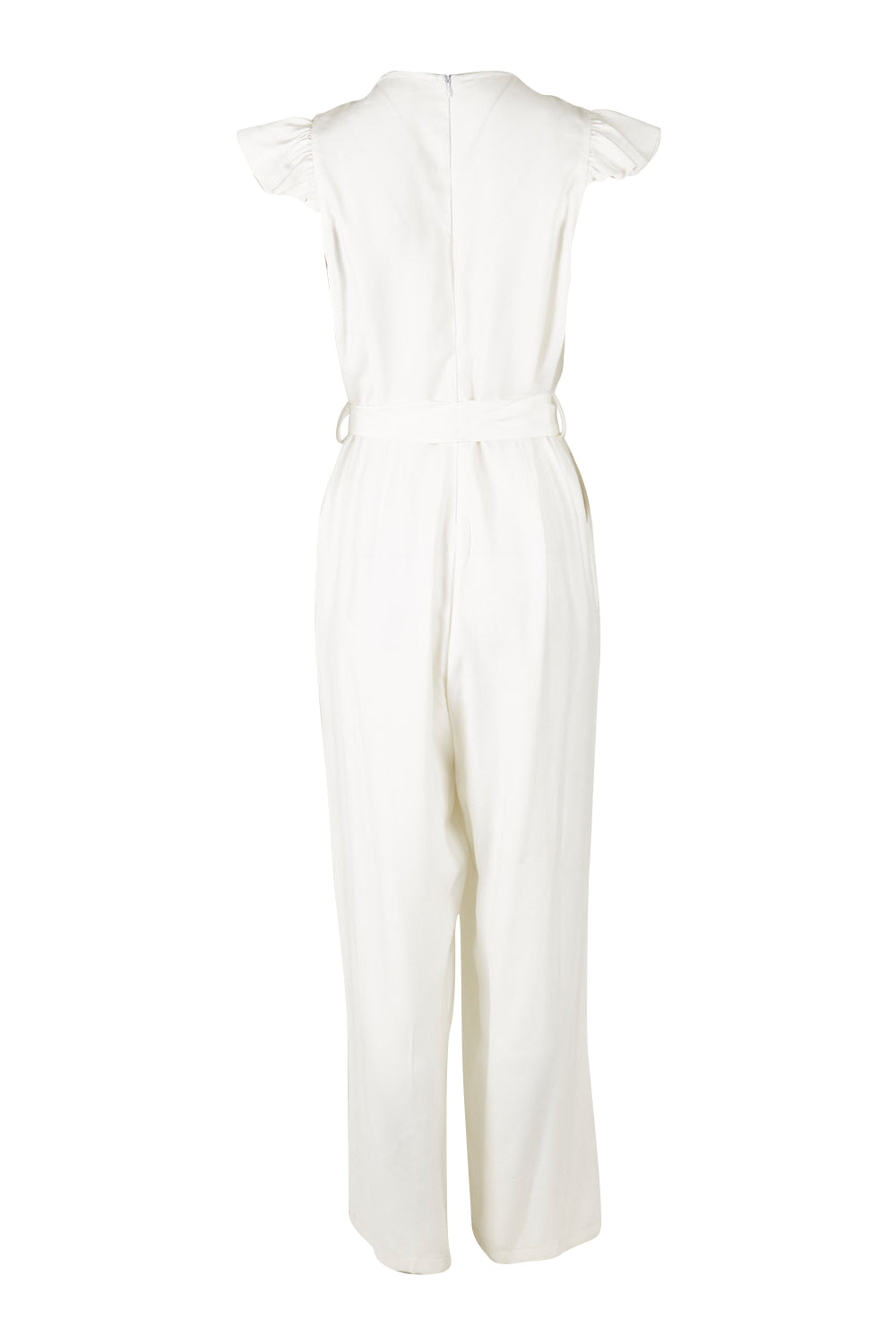 Product shot of the I See You Jumpsuit in colour Ivory (White), from the back