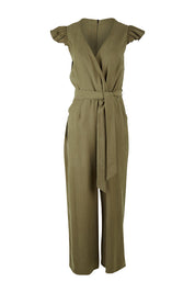 Product shot of the I See You Jumpsuit in colour Olive (Green), from the front