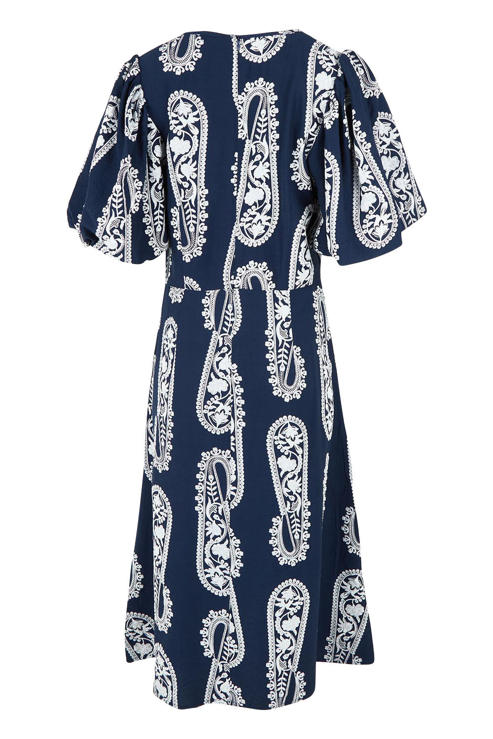 Product shot of the You Make Me Feel Like Dancing Dress in colour Navypais (Blue), from the back