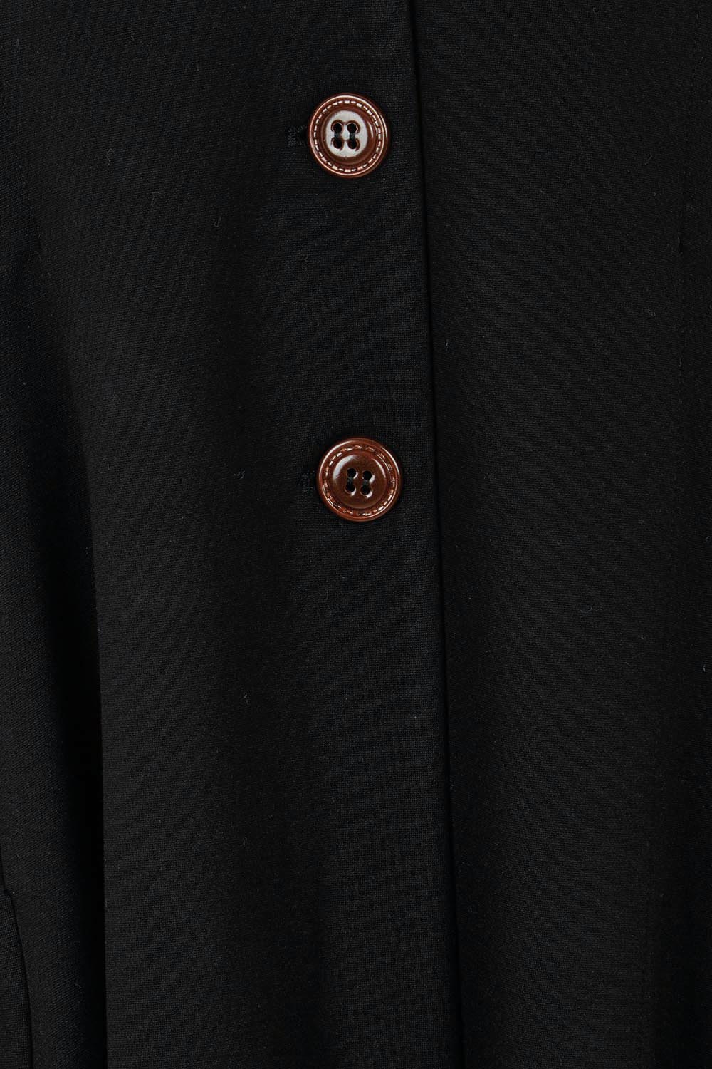 Product shot of the Meet Me At Midnight Longline Ponte Coat in colour Black (Black), detail