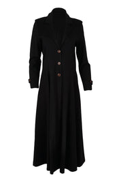 Product shot of the Meet Me At Midnight Longline Ponte Coat in colour Black (Black), from the front