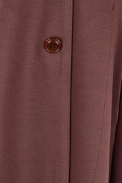 Product shot of the Meet Me At Midnight Longline Ponte Coat in colour Chocolate, detail