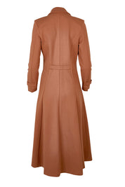 Product shot of the Meet Me At Midnight Longline Ponte Coat in colour Cinnamon, from the back
