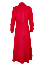 Product shot of the Meet Me At Midnight Longline Ponte Coat in colour Red (Red), from the back