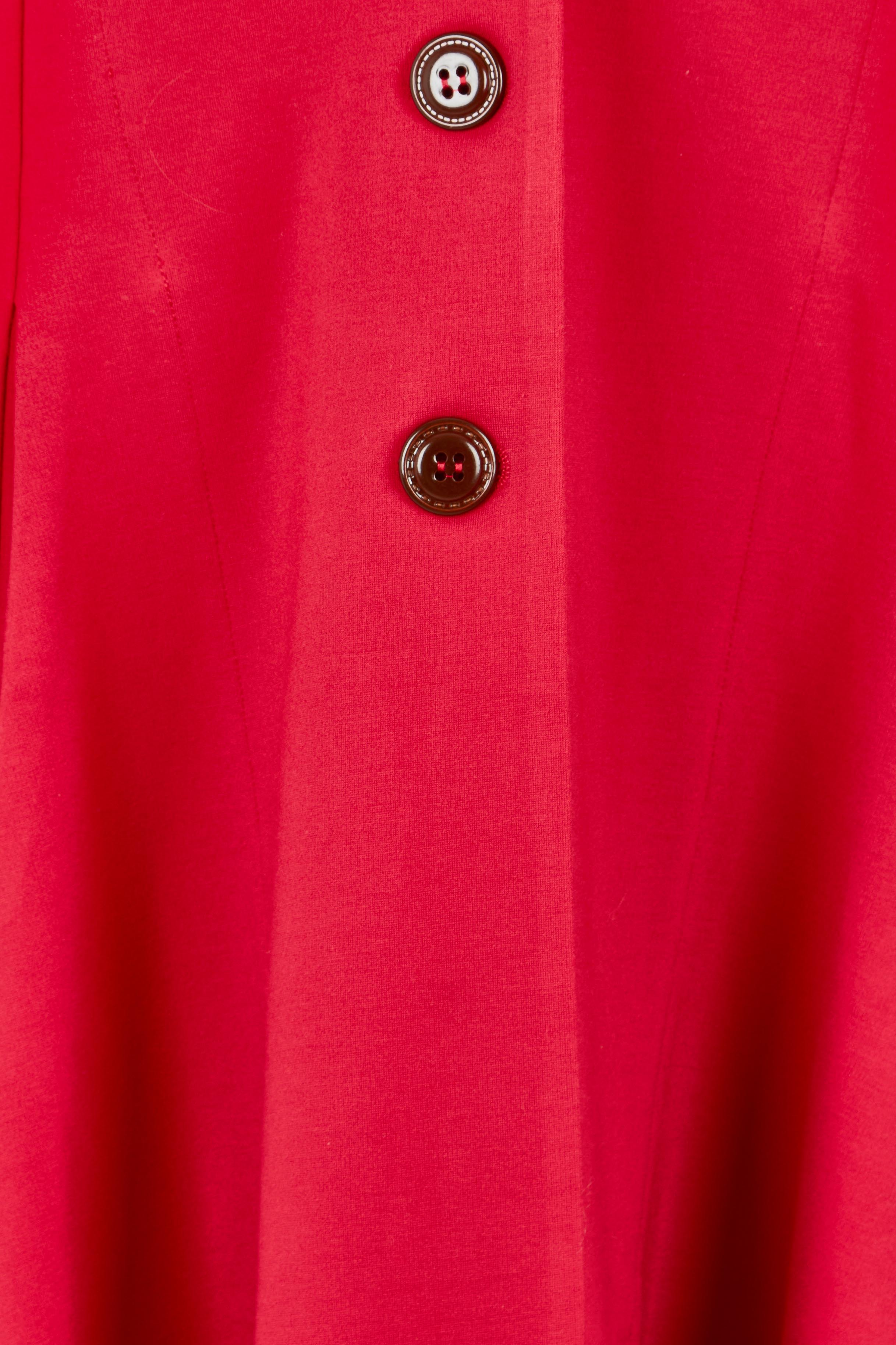 Product shot of the Meet Me At Midnight Longline Ponte Coat in colour Red (Red), detail