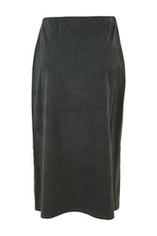 Product shot of the Smooth Lines Stretch Cord Skirt in colour Khaki (Green), from the back