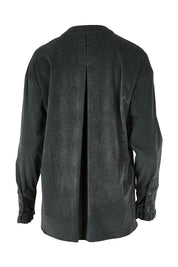 Product shot of the Going The Distance Cord Shirt Jacket in colour Khaki (Green), from the back