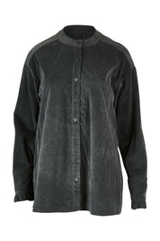 Product shot of the Going The Distance Cord Shirt Jacket in colour Khaki (Green), from the front