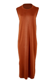 Product shot of the Ready For Anything Tank Dress in colour Ochre, from the front