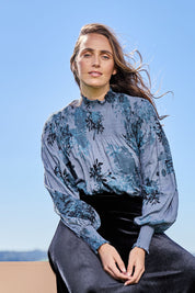 Romance In The Air Cotton Blend Blouse - Smoke