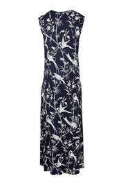 Product shot of the Hanging With My Birds Dress in colour Navybird (Blue), from the back
