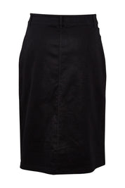 Product shot of the Hold My Hand Denim Skirt in colour Black (Black), from the back