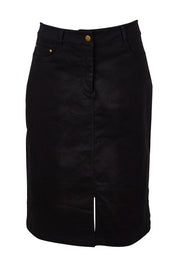 Product shot of the Hold My Hand Denim Skirt in colour Black (Black), from the front