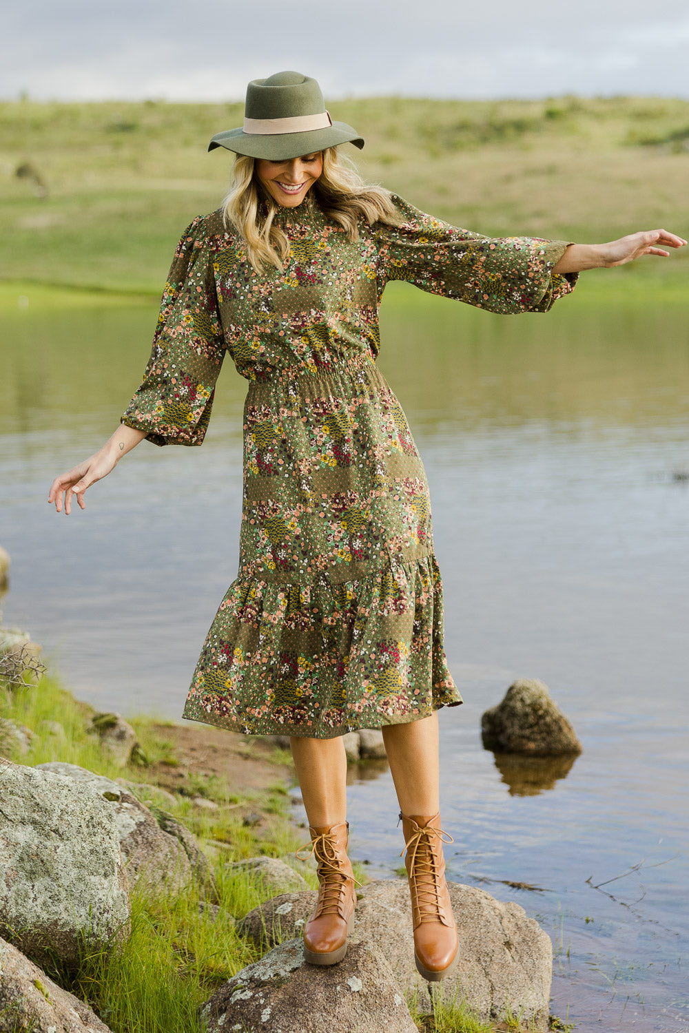 Preloved Teatime And Flowers Dress - Forest