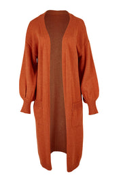 Product shot of the A True Jewel Cardi in colour Rust, from the front