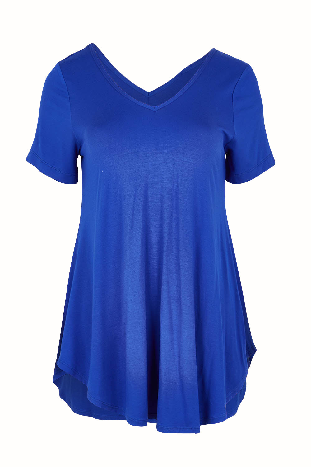 Product shot of the Softly Swinging Bamboo Tee in colour Biro (Blue), from the front