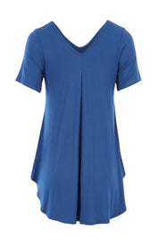 Product shot of the Softly Swinging Bamboo Tee in colour BlueJeans (Blue), from the back
