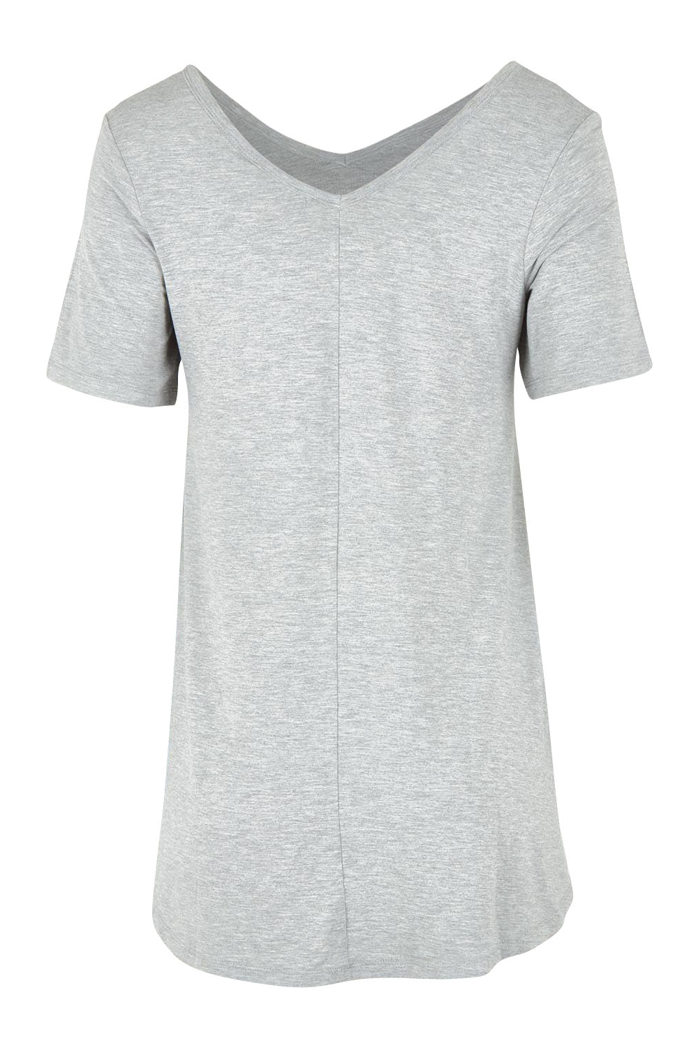 Product shot of the Softly Swinging Bamboo Tee in colour Greymarle (Grey), from the back