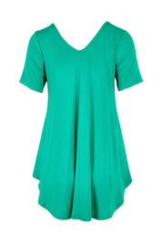 Product shot of the Softly Swinging Bamboo Tee in colour Verde (Green), from the back
