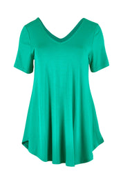 Product shot of the Softly Swinging Bamboo Tee in colour Verde (Green), from the front