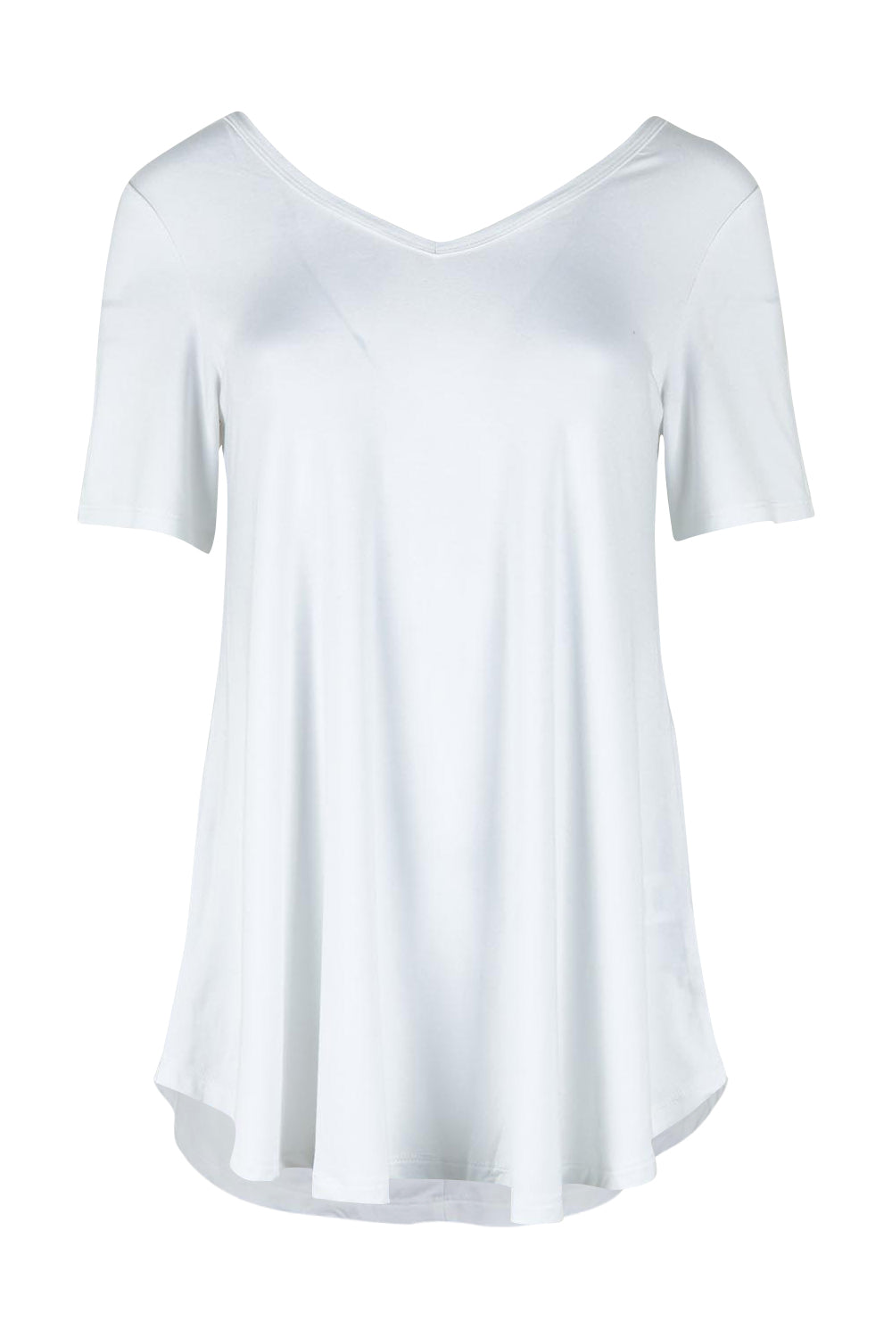 Product shot of the Softly Swinging Bamboo Tee in colour White (White), from the front