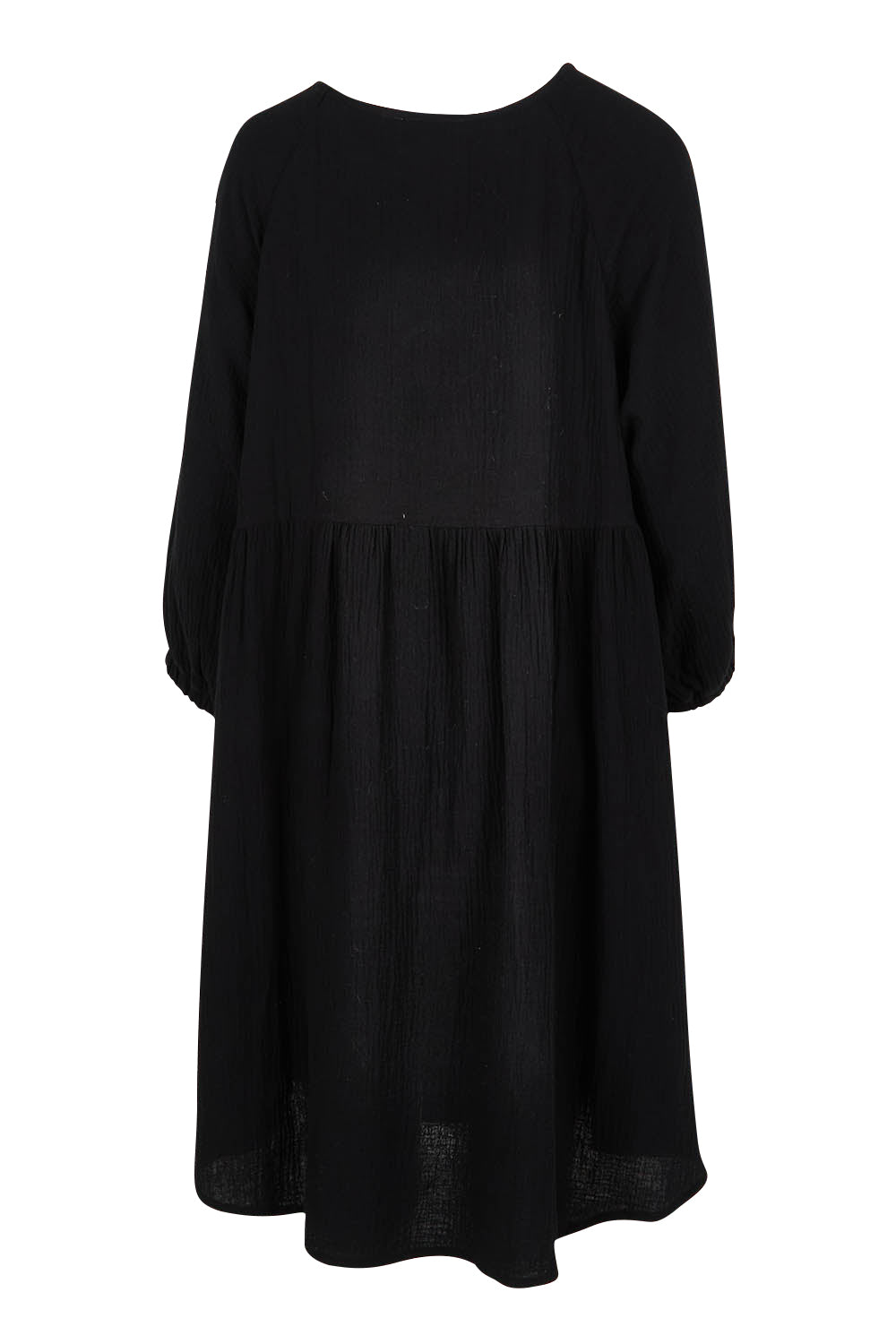 Product shot of the Feeling Free Cotton Smock Dress in colour Black (Black), from the back
