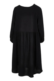 Product shot of the Feeling Free Cotton Smock Dress in colour Black (Black), from the back
