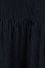 Product shot of the Feeling Free Cotton Smock Dress in colour Black (Black), detail
